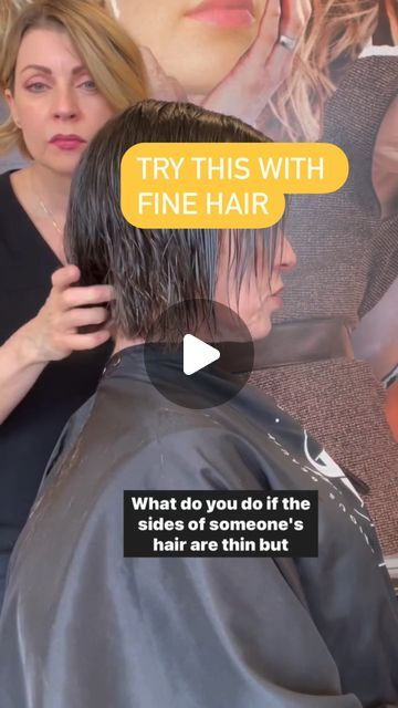 Sonna Jean Brado on Instagram: "Fine hair texturizing? Yes! ..But only in certain areas😉  In this bob haircut my client has more density in the back than she does in front and I want to visually balance the volume in her hair by removing weight behind the ears and keeping structure and weight in front of the ears. I’m using my 6” Angel Blades Scissors 👍  1. Identify which areas of the cut are the thickest and which areas need more fullness. 2. Isolate the area you will work in 3. Choose your texturizing technique, here, I’m working at a low elevation, and breaking into my bottom line to reduce the bulky corner 4. Use your mirror to check results👍 The thin area should appear to have more structure and the shape will be more balanced. 💃  . . . #sonnabrado #seriousbeautyeducation #finehai Short Fine Bob Hairstyles, Back Of Bob Haircut Short Hair, Haircut For Low Volume Hair, Short Straight Bob Haircut, Short Textured Bob Fine Hair, How To Cut A Long Bob, Textured Bob Fine Hair, Diy A Line Bob Haircut At Home, Undercut Bob Haircut For Fine Hair