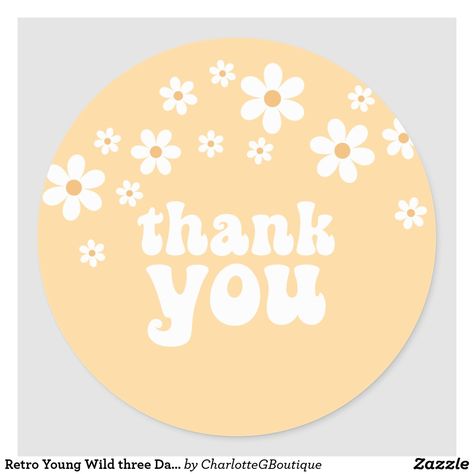 Boho Fonts, Daisy Birthday, Retro Daisy, Flower Party, Happy 1st Birthdays, 3rd Birthday Parties, Birthday Design, Round Stickers, Rsvp Card