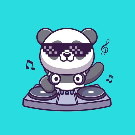 Catalyststuff | Freepik Animal Music, Pandas Playing, Playlist Covers Photos, Dj Art, Music Cartoon, Vector Icons Illustration, Playlist Covers, Cute Panda, Icon Illustration