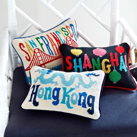 Happy Chinese New Year from Shanghai, to Hong Kong, to San Francisco, to wherever you are. Handmade Wallpaper, New Jet, Living Room Setup, Chinese Decor, Flat Ideas, Modern Throw Pillows, Modern Pillows, Needlepoint Pillows, How To Purl Knit