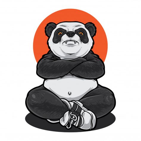 Panda Vector Illustration, Panda Art Design, Panda Logo Art, Logo Panda, Panda Vector, Panda Logo, Panda Artwork, Panda Illustration, Dope Cartoons