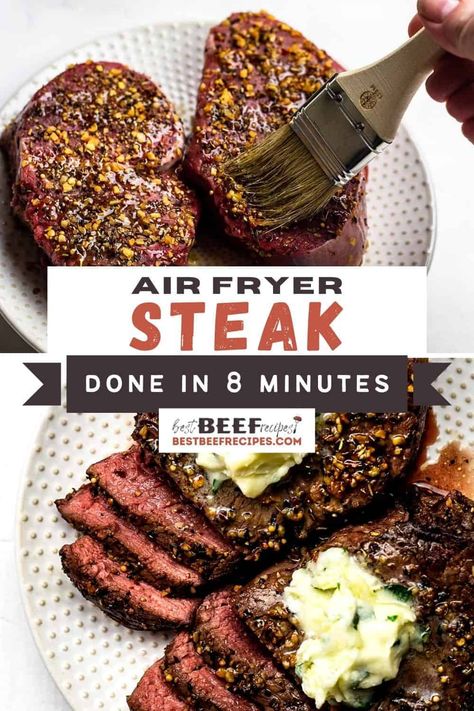 Air Fryer Steak Dinner Recipes, Air Fryer Strip Steak Recipes, Steak Dinner Ideas Air Fryer, Steak In The Airfryer, Perfect Air Fryer Steak, Air Fryer Ribeye Steak Medium Rare, Steak Recipes In Air Fryer, How To Cook Steak In Air Fryer, Steak In Air Fryer How To Cook