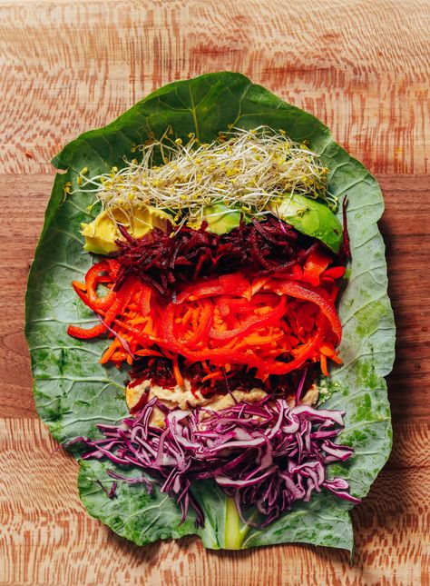 Collard Wrap Recipes, Raw Salads, Collard Wraps, Fall Yummies, Collard Green Wraps, Cabbage Wraps, Healthiest Food, Veggie Ideas, Collard Green