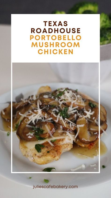 Texas Roadhouse Portobello Mushroom Chicken Easy Dinner Idea Dinner Recipe Spring Meals Texas Roadhouse Mushrooms Recipe, Portobello Mushroom Chicken, Mushroom Sauce For Chicken, Mushroom Chicken Recipe, Portobello Mushroom Recipes, Chicken Mushroom Recipes, Dinner Meal, Texas Roadhouse, Perfect Dinner