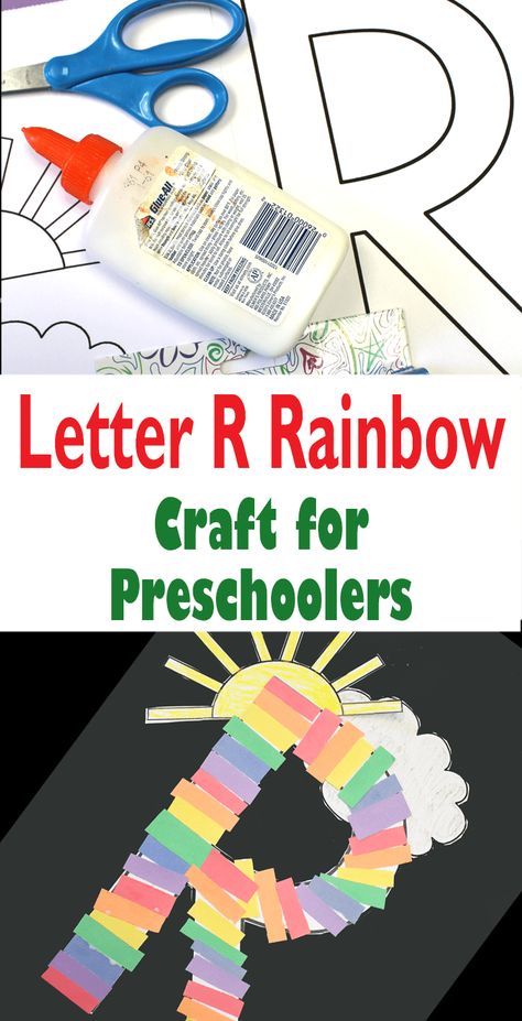 Easy Paper Letter R Rainbow Craft for Preschoolers to Make - A Crafty Life Easy Letter Crafts For Preschoolers, R Is For Craft, Letter R Crafts For Toddlers, R Crafts For Preschool, R Is For, R For Rainbow, Letter R Activities For Preschool, Letter R Crafts For Preschoolers, Letter R Craft