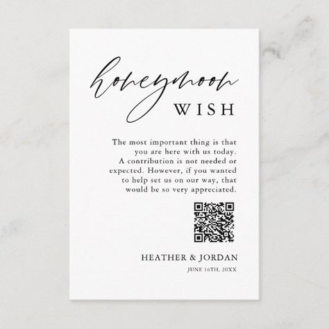 Rustic Honeymoon Wish QR Wishing Well Enclosure Card Indoor Wedding Decorations, Honeymoon Wish, Indoor Wedding Receptions, Honeymoon Fund, Country Wedding Decorations, Rustic Wedding Signs, Dream Wedding Ideas Dresses, Christian Wedding, Wedding Table Decorations