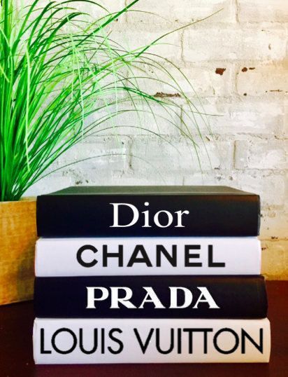 DESIGNER BOOKS SET 4 Books Chanel Louis Vuitton Dior Chanel Book, Designer Books, Chanel Decor, White Books, Decorative Books, Makeup Room, Bookshelf Decor, Beauty Room, Book Decor