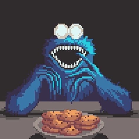 183/50 Scary Pixel Art Grid, Horror Pixel Art Grid, Creepy Pixel Art, Pixel Art Horror, Xenomorph Cross Stitch, Pixel Horror, Plate Of Cookies, Cosmic Horror Pixel Art, Monster Hunter Cross Stitch