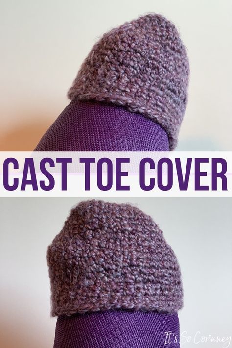 Crochet pattern for a leg cast toe cover! This tutorial shows you how to crochet a toe cast cover to help your toes stay warm as you are in a cast. #crochet #CrochetTutorial #AnkleSurgery Cast Covers Leg, Cast Sock, Weird Ideas, Cast Covers, Broken Foot, Ankle Surgery, Broken Ankle, Leg Cast, Crocheting Ideas