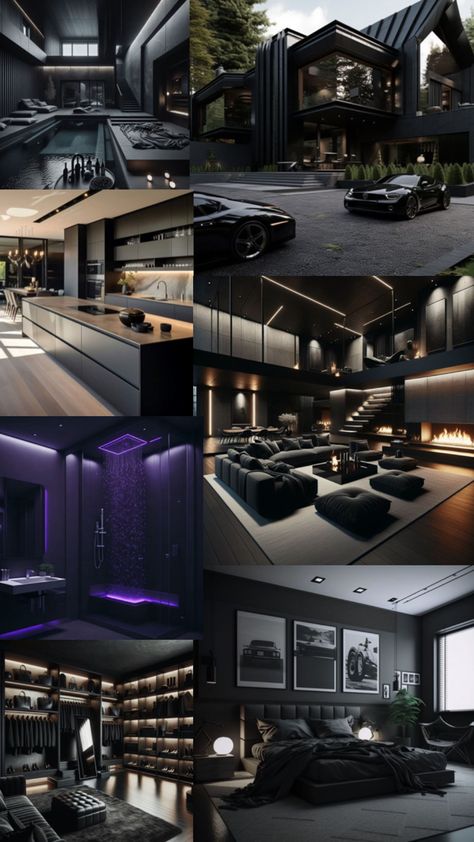 Dark House Aesthetic, Mafia House Aesthetic, Mafia House, Dark Modern House, Mafia Style, Affordable Windows, Purple House, House Interior Design Styles, Dream Life House