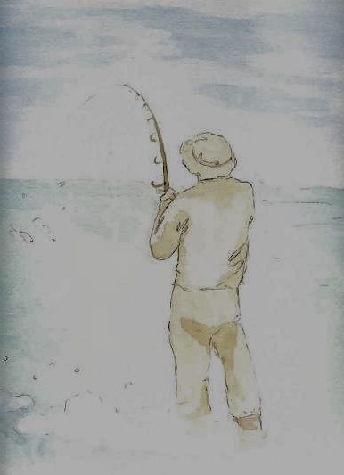 ORIGINAL by Michelle McKeown Fisherman on shore - watercolors  www.patreon.com/photofrog Watercolor Fisherman, Fall Halloween, Art Photography, Male Sketch, Arts And Crafts, Humanoid Sketch, Halloween, Photography, Art