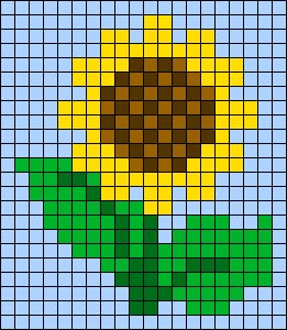 Cross Stiching Ideas Easy, Sunflower Alpha Pattern, Sunflower Perler Bead Patterns, Flower Sky Aesthetic, Sunflower Pixel Art, Pixel Art Flower, Cross Stitch Flower Pattern, Flower Pixel Art, Cross Stitch Sunflower