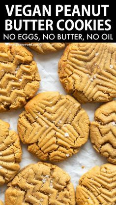 Vegan Cookies Without Butter, No Egg No Butter Desserts, Vegan Cookies No Butter, Peanut Butter Cookies Without Butter, Egg Free Peanut Butter Cookies, Peanut Butter Cookies Without Eggs, Vegan Recipes No Oil, Peanut Butter Cookies No Egg, Cookie Base Recipe