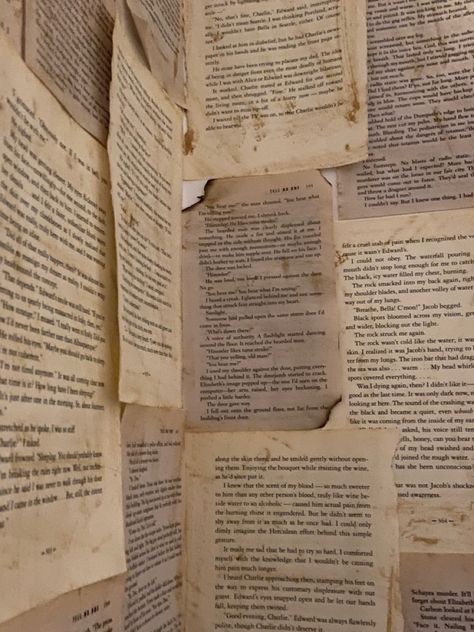 Book Pages Decor, Dark Academia Rooms, Book Wall, Old Book Pages, Printed Pages, Old Book, Collage Paper, Old Paper, Old Books