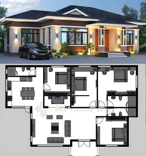 Philippines House Design, Small Modern House Plans, Modern House Floor Plans, Bungalow Style House Plans, House Plans Mansion, Affordable House Plans, Building House Plans Designs, Building Plans House, House Plan Gallery