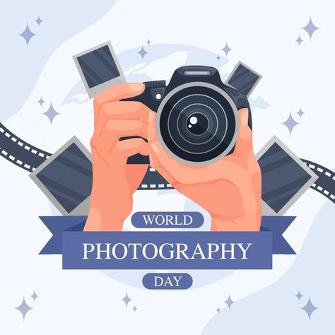 World Photography Day Concept World Photography Day, Photography Day, World Photography, Vector Art, Vector Free, For Free, Clip Art, Photographer, The World