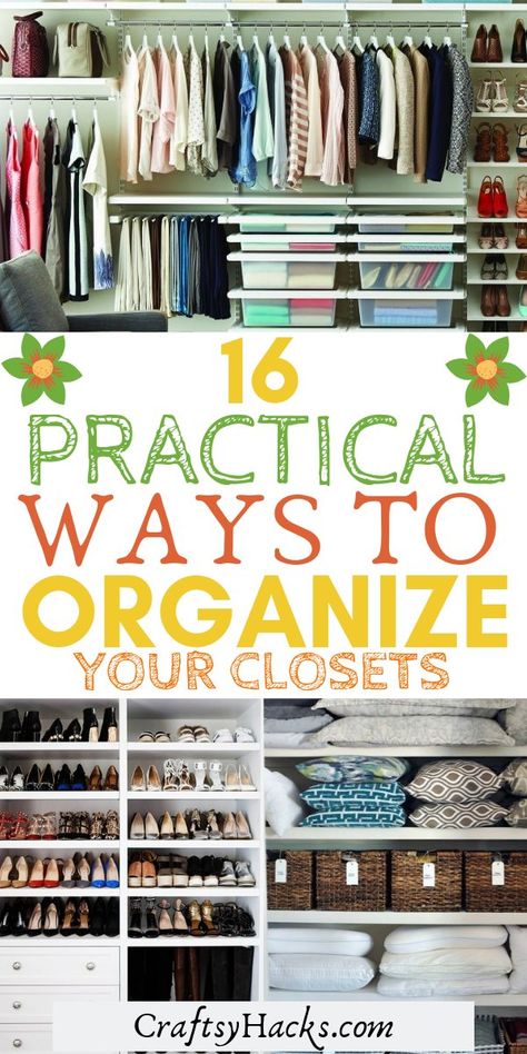 Clothes Organization Ideas, Ways To Organize Your Closet, Organize Closet, Cleaning Plan, Organize Home, How To Organize Your Closet, Organized Closet, Organize Your Closet, Small Bedroom Storage