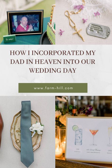 In Memory Of Father Of The Bride, Father In Heaven Wedding Day, Wedding Day Without Mom, Honoring Father At Wedding, Late Father Wedding Ideas, Honoring Late Father At Wedding, How To Honor Deceased At Wedding, Remembering Dad At Wedding, Wedding Memorial Ideas Dad