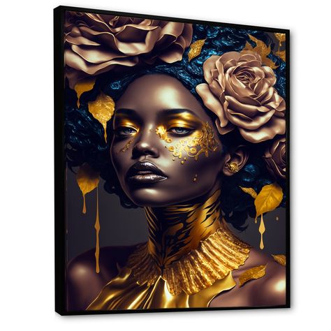 This beautiful Gold And Black Floral Woman VII Framed Canvas Art is printed using the highest quality fade-resistant ink on canvas. Acrylic Wall Decor, Contemporary Glam, Black Picture Frames, Gold Picture Frames, Acrylic Wall Art, Beautiful Wall Art, House Of Hampton, Black Decor, Glass Wall Art