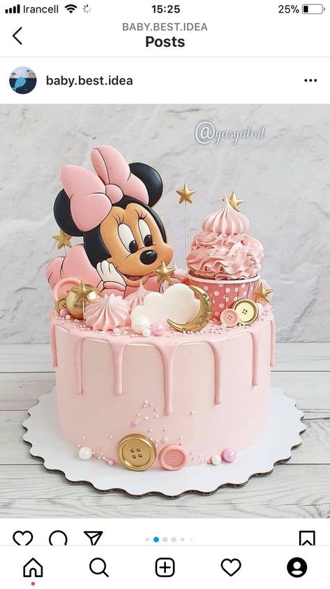 Γενέθλια Mickey Mouse, Mickey Mouse Birthday Cake, Minnie Mouse Birthday Party Decorations, Minnie Mouse Birthday Cakes, Mini Torte, Bolo Minnie, Minnie Mouse Baby Shower, Minnie Cake