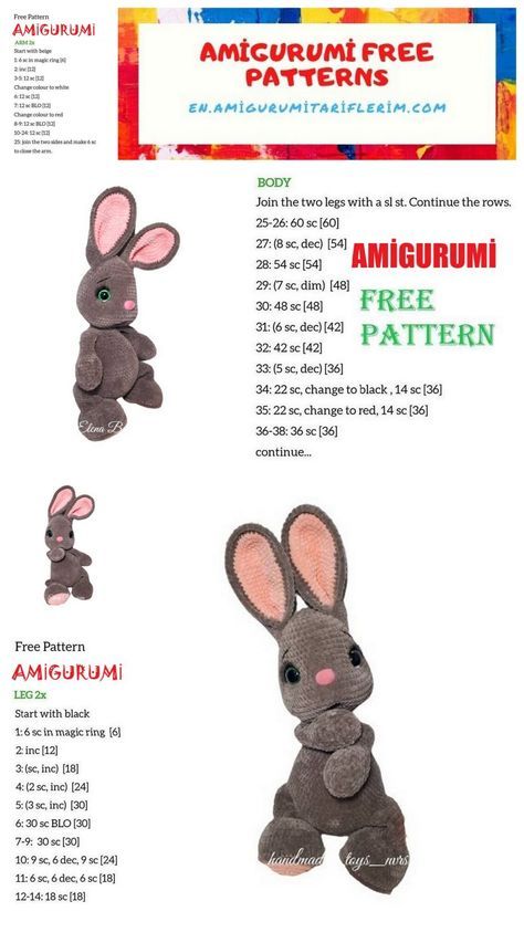 Amigurumi Velvet Bunny Free Pattern - En.amigurumitariflerim.com Free Toy Patterns, Crochet Bunny Patterns, Free Crochet Bunny, Crochet Rabbit Free Pattern, Bunny Amigurumi Free Pattern, Crochet Easter Decorations, Crochet Amigurumi Bunny, Amigurumi Bunny Pattern, Crochet Lovey Free Pattern