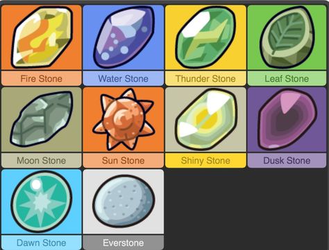 Pokémon Evolution Stones Pokemon Eveloution, Pokemon Stones, Pokemon Evolution Stones, Pokémon Evolution, Pokemon Items, Pokemon Evolutions, Pokemon Latias, Evolution Pokemon, Pokemon Badges