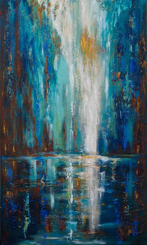 Abstract Painting Dark Colors, Vija Clemens, Tall Painting Ideas, Abstract Waterfall Painting, Large Abstract Painting Acrylics, Tall Paintings, Painting Of Waterfall, Acrylic Abstract Painting Ideas, Dark Abstract Painting