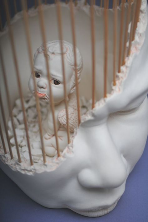 Johnson Tsang, Cherub Sculpture, Deco Originale, Unusual Art, Steel Sculpture, Portrait Sculpture, Contemporary Ceramics, Sculpture Clay, Porcelain Ceramics