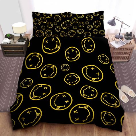 Nirvana Smiley Logo Pattern Duvet Cover Bedroom Sets Comfortable Bedding Sets Check more at https://hearthtops.com/product/nirvana-smiley-logo-pattern-duvet-cover-bedroom-sets-comfortable-bedding-sets/ Smiley Logo, Patterned Duvet, Comfortable Bedding, Pattern Duvet Cover, Duvet Cover Pattern, Logo Pattern, Bedroom Sets, Bed Comforters, House Inspo