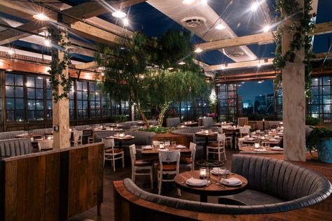 Tour the L.A. Restaurant Kendall Jenner, Gigi Hadid, and Cindy Crawfor Photos | Architectural Digest Birthday Dinner Restaurant, Restaurants For Birthdays, Restaurant Design Inspiration, Dinner Restaurant, Pallet Seating, Cozy Restaurant, Los Angeles Restaurants, Dinner Restaurants, Birthday Dinner