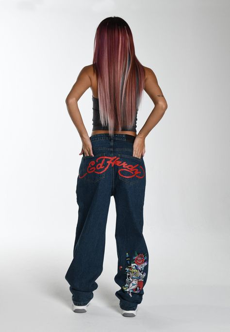 Ed Hardy Jeans Women, Ed Hardy Baggy Jeans, Edhardy Jeans, Ed Hardy Outfit, Ed Hardy Jeans, Images Hello Kitty, Only Live Once, Outfit Inspired, Denim Corset