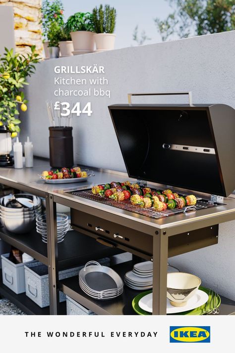 Outdoor Smoker, Ikea Outdoor, Barbeque Party, Outdoor Storage Bench, Modern Outdoor Kitchen, Outdoor Barbecue, Charcoal Bbq, Electric Grill, Bbq Party