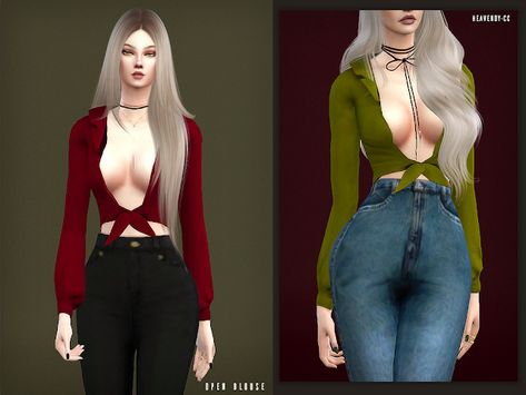 [Heavendy-cc] Open Blouse - Heavendy-cc Open Back Shirt, Open Blouse, Sims 4 Cc Finds, Sims 4 Clothing, The Sims4, Sims Mods, Sims 4 Cc, Sims 4 Mods, The Sims 4