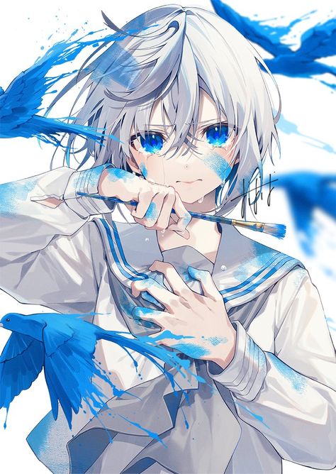 Fan Art Anime, Blue Anime, Amazing Drawings, Manga Artist, Cool Anime Pictures, Anime Angel, Anime Boys, Art Anime, Anime Poses