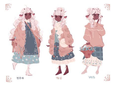 Anti Cupid, Sheep Girl, Coordinate Outfits, Practical Fashion, Dnd Characters, Funky Art, Pretty Art, Character Design Inspiration, Drawing Inspiration