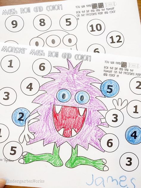 Supermonsters Training Day: Free emergency Sub Plans for Kindergarten - Monster themed day with a substitute in kindergarten - monster roll and color math Color Math, Real Life Math, Substitute Plans, Monster Theme, Halloween Math, Math Coloring, Fun Math Games, Math Methods, Mental Math