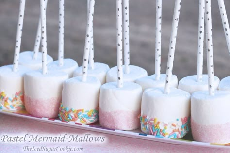 Pastel Mermaid Mallows -Mermaid Birthday Party Food Idea-Mermaid Snacks Treats Pastel Snacks, Mermaid Snacks, Mermaid Birthday Party Food, Treats Birthday, Pastel Mermaid, Unicorn Themed Birthday Party, Pastel Party, Birthday Party Food, Mermaid Birthday Party