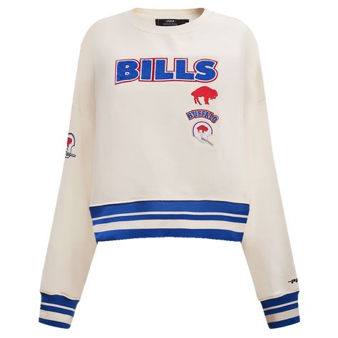 The Pro Standard Premium NFL Buffalo Bills Retro Classic WoMen's Crewneck (Eggshell/Royal Blue) Bills Game Outfit, Nfl Wives, Buffalo Bills Gear, Nfl Buffalo Bills, Fan Fashion, Nfl Fans, Bud Light, Womens Crewneck, Buffalo Bills