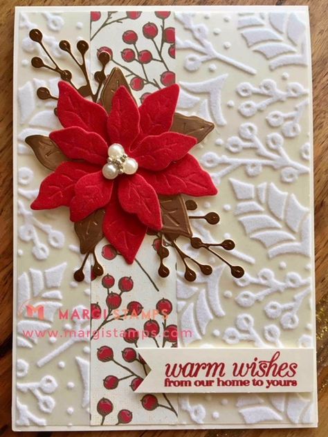 Homemade Holiday Cards, Poinsettia Cards, Stamped Christmas Cards, Homemade Christmas Cards, Stampin Up Christmas Cards, Cake Card, Christmas Card Crafts, Christmas Poinsettia, Stampin Up Christmas