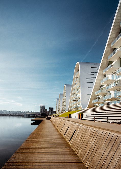 The Wave - Vejle on Behance Vejle Denmark, Denmark Architecture, Denmark Aesthetic, Copenhagen Architecture, Classic Facade, Danish Architecture, Henning Larsen, Futuristic Building, Dream Trips