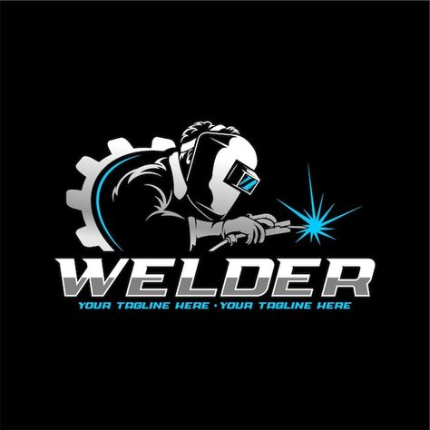 Vector a welder logo with a gear on it | Premium Vector #Freepik #vector #welding-logo #welder #welding Welding Videos, Welding Stickers, Welding Logo, Solar Energy Design, Welding Design, Gate Wall Design, Logo With A, Welding And Fabrication, Emoji Photo