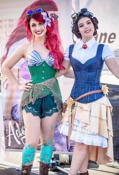 Steampunk Disney Princesses, Disney Cosplay Ideas, Snow White Cosplay, Disney Dapper Day, Disney Princess Cosplay, Ariel Cosplay, Princess Cosplay, Steampunk Cosplay, Disney Cosplay