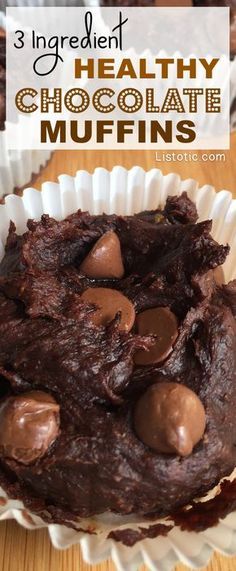 Healthy chocolate muffins made with just 3 ingredients! No sugar or flour! And, they are SO GOOD! Healthy Chocolate Muffins, Lemon Cakes, Desserts Keto, Low Carb Recipe, Lifestyle Change, Food Heaven, Healthy Ideas, Chocolate Muffins, Healthy Chocolate