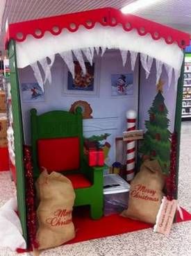 Christmas Grotto Ideas, Grotto Ideas, Christmas Fayre Ideas, Santas Grotto, Christmas Fair Ideas, Diy Santa, Kids Christmas Party, Christmas School, Office Christmas Decorations