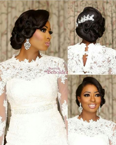 African American Wedding Hairstyles, African American Wedding, Wedding Hairstyles And Makeup, Black Wedding Hairstyles, African American Weddings, Bridal Hair Inspiration, Hairstyles Updo, Black Bride, Trendy Wedding Hairstyles