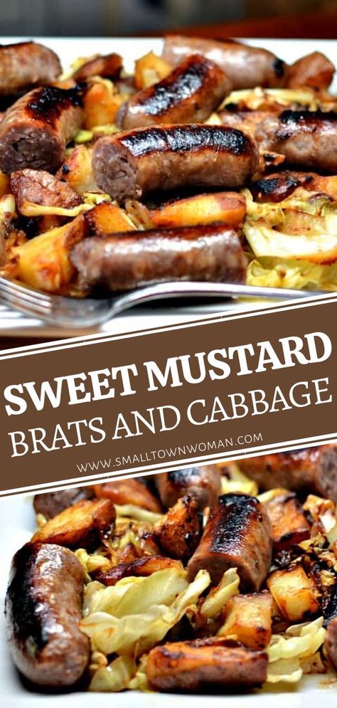 Brats And Cabbage, Brat Recipes, Bratwurst Dinner, Brats Recipe, Brats Recipes, Cooked Potatoes, Bratwurst Recipes, Bratwurst Sausage, Dinner Beef