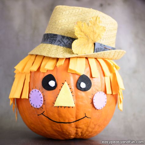 Amazing Pumpkin Painting Ideas & Other No Carve Pumpkin Decorating Ideas - Easy Peasy and Fun No Carve Pumpkin Decorating Ideas, Painted Pumpkin Ideas, Pumkin Decoration, No Carve Pumpkin, Scarecrow Pumpkin, Pumpkin Decorating Ideas, Creative Pumpkin Decorating, No Carve Pumpkin Decorating, Pumpkin Decorating Contest