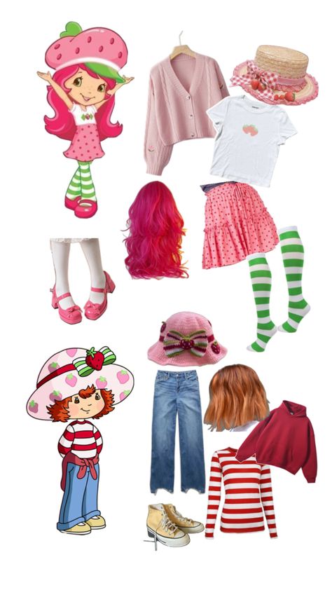 Strawberry shortcake inspired outfits or costumes Strawberry Shortcake Halloween Costume, Strawberry Halloween, Halloween Constumes, Cake Costume, Strawberry Shortcake Outfits, Strawberry Shortcake Costume, Diy Group Halloween Costumes, Halloween Costumes To Make, Cute Group Halloween Costumes