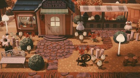 Animal Crossing Tailor Shop Ideas, Acnh Tailors Shop Ideas, Able Sisters, Cottagecore Animal Crossing, Acnh Inspiration, Acnh Cottagecore, Island Theme, Animal Crossing Pocket Camp, New Animal Crossing