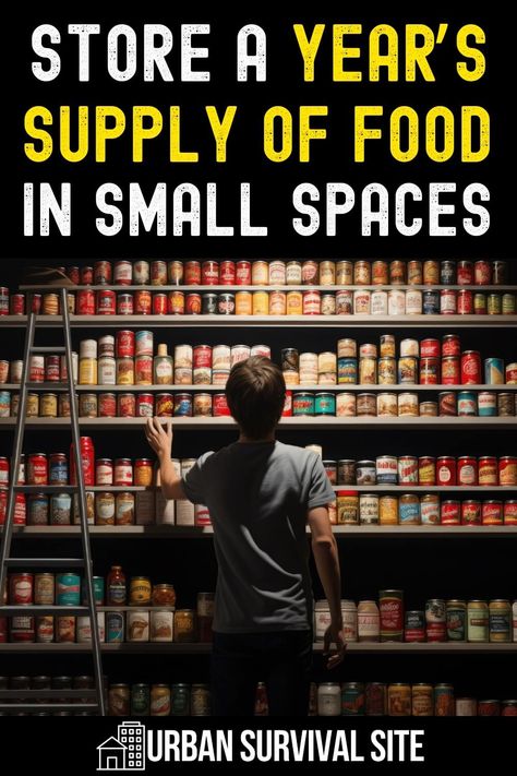 How do you make the most of your storage capacity when it comes to food? Food storage must be kept in a climate-controlled environment or else you increase the likelihood of spoilage. What’s the point of storing food if it won’t be there when you need it most?Storing more food in small spaces allows you to take full advantage of each room in your home. Preppers Food Storage, Camping Food Storage, Kids Survival Skills, Best Emergency Food, Diy Food Storage, Food Storage Rooms, Preppers Pantry, Survival Food Storage, Root Cellars